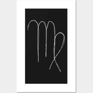 Dark and Gritty Virgo Zodiac Sign (white) Posters and Art